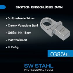 SW-Stahl 03864L Clé polygonale à douille, 24 mm