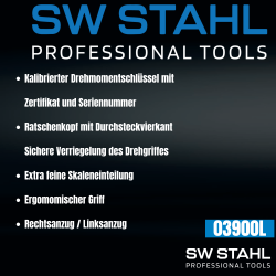 SW-Stahl 03900L トルク レンチ、1/2 インチ、30-210 Nm