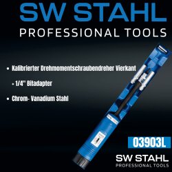 SW-Stahl 03903L Drehmomentschraubendreher, 1/4" Zoll, 1 - 5 Nm Außenvierkant Bitadapter