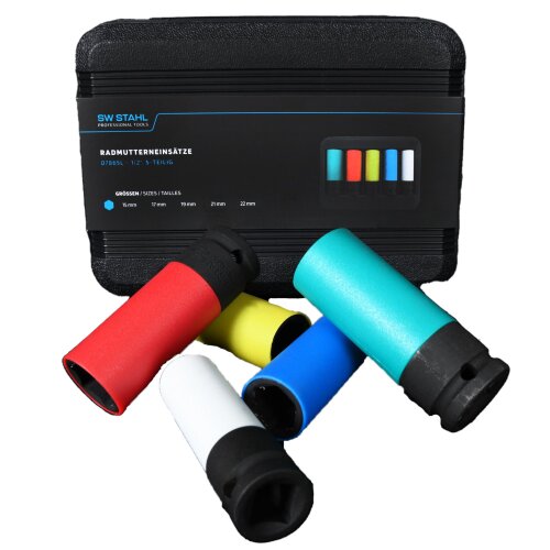 SW-Stahl 07865L Головки для колесных гаек, 1/2", 15-22 мм, 5 шт.