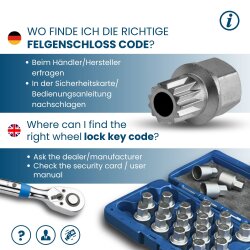 SW-Stahl 02381L Felgenschloss Demontageset,  für BMW, 21-teilig