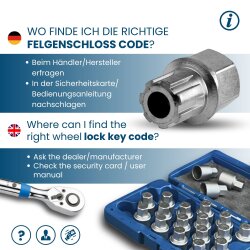 SW-Stahl 02382L-2 jant kilidi / jant kilidi VW adaptörü 52