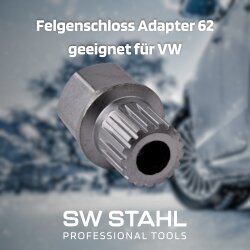 SW-Stahl 02382L-12 Felgensicherung / Felgenschloss für VW Adapter 62