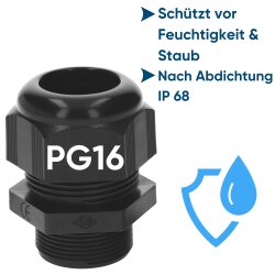 SIB F8001600 Kunststoff Kabelverschraubung PG16 schwarz 7,0 - 14,0 mm 5308516