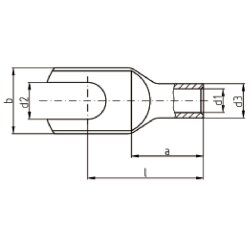 Kalitec NR6-U5 vamzdinė kabelio antgalis gryno nikelio 4-6mm² M5 šakės formos