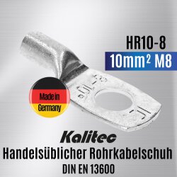 Kalitec HR10-8 Handelsüblicher Rohrkabelschuh 10mm² M8