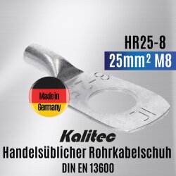 Kalitec HR25-8 Kabelschuhe Rohrkabelschuhe 25mm² M8