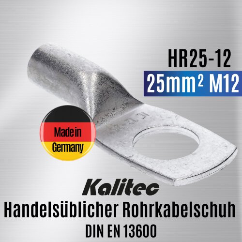 Kalitec HR25-12 Handelsüblicher Rohrkabelschuh 25mm² M12
