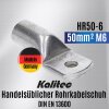 Kalitec HR50-6 Handelsübliche Rohrkabelschuhe 50mm² M6