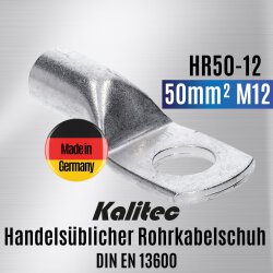 Kalitec HR50-12 Handelsüblicher Rohrkabelschuh 50mm² M12