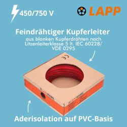 Lapp 4520044 PVC Einzelader H07V-K 6,0 mm² rot 100m