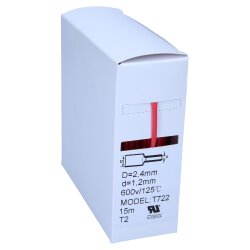 Termosraukuma caurule 2:1 kaste 2,4/1,2mm sarkana 15m