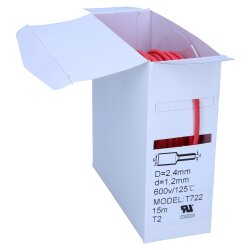 Termosraukuma caurule 2:1 kaste 2,4/1,2mm sarkana 15m