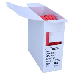 Isıyla daralan makaron 2:1 kutu 4,8/2,4 mm kırmızı 12 m