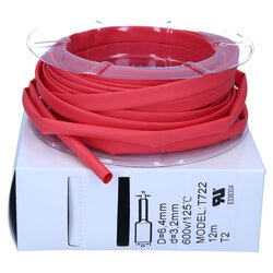 Gaine thermorétractable 2:1 Box 6,4/3,2mm rouge 12m