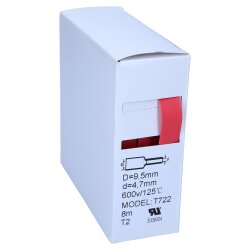 Termosraukuma caurule 2:1 9,5 mm / 4,7 mm sarkana 8 metru izolācija, ko pārdod skaitītāja kastē