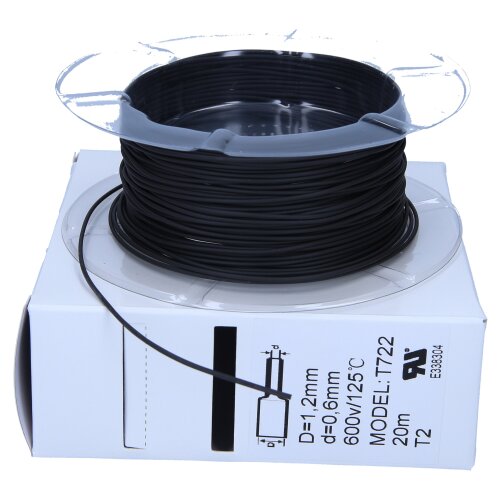 Krimpkous 2:1 doos 1,2 mm / 0,6 mm zwart 20m