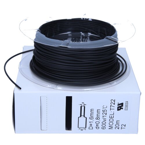 Heat shrink tube 2:1 box 1.6mm / 0.8mm black 20m