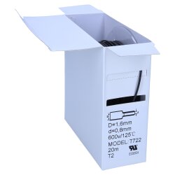 Heat shrink tube 2:1 box 1.6mm / 0.8mm black 20m