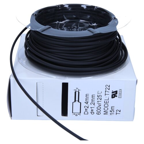 Heat shrink tube 2:1 box 2.4mm / 1.2mm black 15m