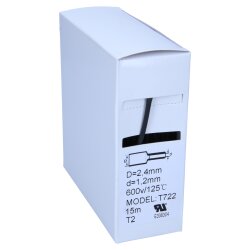 Heat shrink tube 2:1 box 2.4mm / 1.2mm black 15m