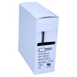 Tubo termorretráctil 2:1 caja 3,2mm / 1,6mm negro 15m