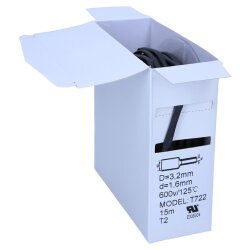 Tubo termorretráctil 2:1 caja 3,2mm / 1,6mm negro 15m