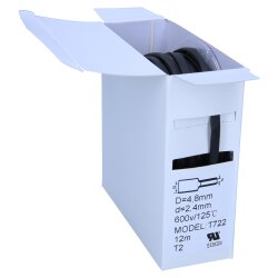 Termosraukuma caurule 2:1 kaste 4,8mm / 2,4mm melna 12m