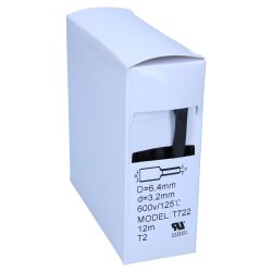 Tubo termoretráctil 2:1 caja 6,4mm / 3,2mm negro 12m