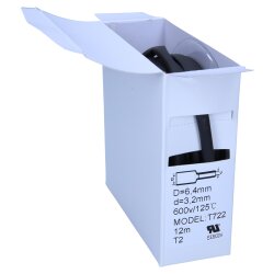 Tubo termoretráctil 2:1 caja 6,4mm / 3,2mm negro 12m