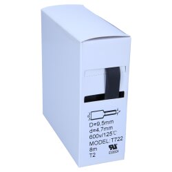 Teplom zmršťovacia bužírka 2:1 box 9,5mm / 4,8mm čierna 8m