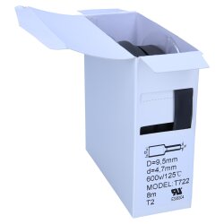 Teplom zmršťovacia bužírka 2:1 box 9,5mm / 4,8mm čierna 8m