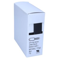 Schrumpfschlauch 2:1 Box 16,0mm / 8,0mm schwarz 8m