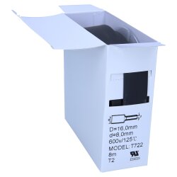 Schrumpfschlauch 2:1 Box 16,0mm / 8,0mm schwarz 8m