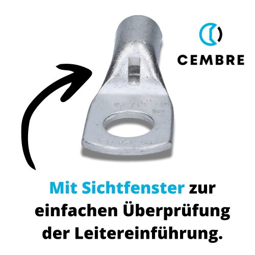 Rohrkabelschuhe 16mm² Verzinnt - 100 Stück Ringkabelschuhe M8 Für Auto & Haus