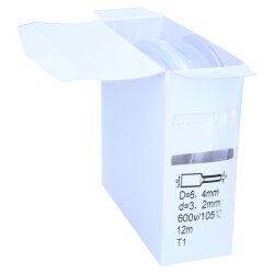 Krympeslange 2:1 boks 6,4/3,2mm transparent 12m