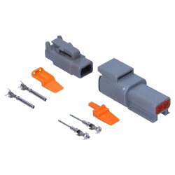 Kalitec KALI-1402 DEUTSCH DTM csatlakozó készlet 2-pólusú AWG 22-16 autóipari csatlakozó vízálló IP6K9K, IP68