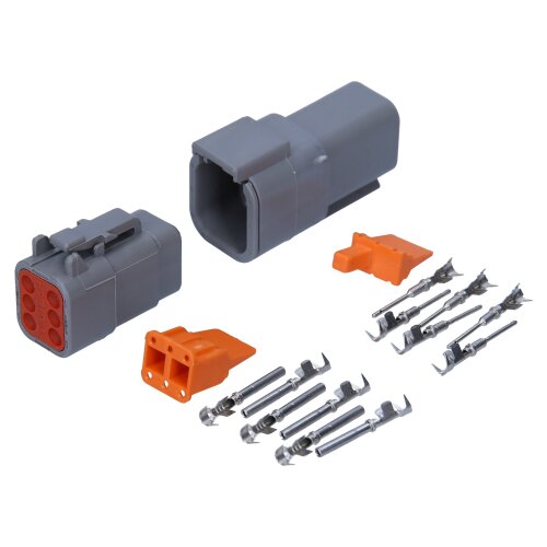 Kalitec KALI-1406 DEUTSCH DTM csatlakozókészlet 6-tűs AWG 22-16 autóipari csatlakozó vízálló IP6K9K, IP68