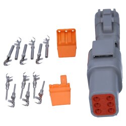 Kalitec KALI-1406 DEUTSCH DTM csatlakozókészlet 6-tűs AWG 22-16 autóipari csatlakozó vízálló IP6K9K, IP68