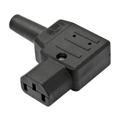 Termoplastická úhlová přístrojová zásuvka EN 60 320 / C13 / C14