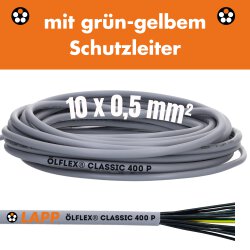 Lapp 1312010 Ölflex Classic 400 P Steuerleitung 10x0,5 mm² grau mit Schutzleiter PUR-Kabel UV-beständig