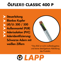 Lapp 1312212 Ölflex Classic 400 P Steuerleitung 12x1 mm² grau mit Schutzleiter PUR Kabel UV-beständig