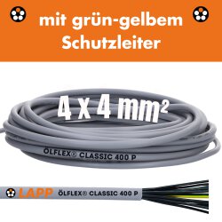 Lapp 1312504 Ölflex Classic 400 P Steuerleitung 4x4 mm² grau mit Schutzleiter PUR Kabel UV-beständig