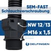 Schlemmer 3805007 šļūtenes armatūra SEM-FAST taisna NW12+13/M16 melna