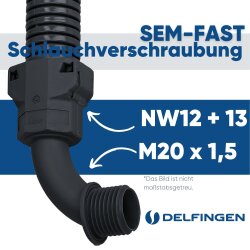 Schlemmer 3805206 Schlauchverschraubung SEM-FAST 90° Grad Bogen NW12+13/ M20 schwarz