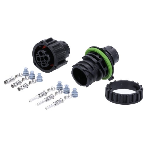 Kalitec KALI-2003 DIN 72585 Rundstecker Set 3-polig IP69K wasserdicht 48 VDC Kabelausgangswinkel 180°