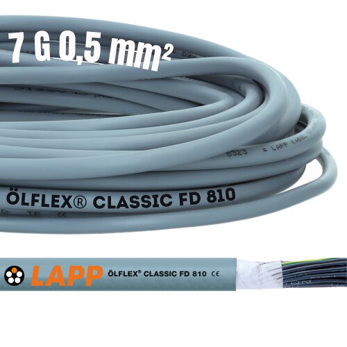 Lapp 0026104 ÖLFLEX CLASSIC FD 810 Steuerleitung 7x0,5 mm² hochflexible Schleppkettenleitung grau