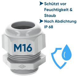 Jetzt kaufen! SIB F7021650 Kunststoff Kabelverschraubung M16 lichtgra
