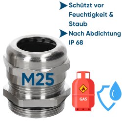 Jetzt kaufen! SIB C5225000 Messing Kabelverschraubung M25 8,0-16,0 mm 