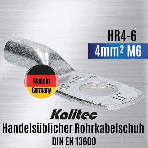 Kalitec HR4-6 Handelsüblicher Rohrkabelschuh 4mm² M6